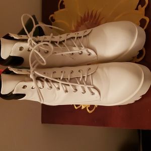 SHEIN  WHITE LACE UP PLATFORM HEEL BOOTS